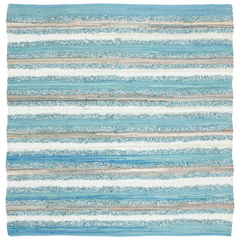 SAFAVIEH Handmade Flatweave Montauk Mridalini Casual Cotton Rug - 6' Square - Aqua/Multi