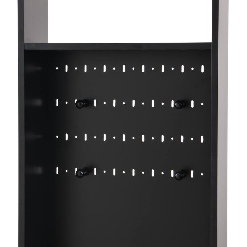 Roomfitters Modern Hall Tree with Storage Bench, Multifunctional Mudroom Cabinet with Pegboard and 4 Hooks
