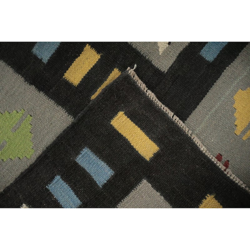 Hand Woven Oriental 100% Wool Carpet Southwestern Tribal Greys & Charcoal Kilim Area Rug - 10' 0'' X 8' 5''