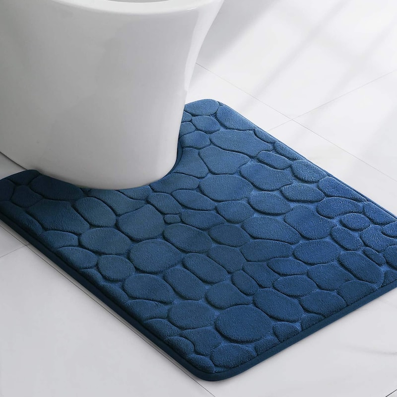 Memory Foam Contour Bath Mat Pebble Design 18x20