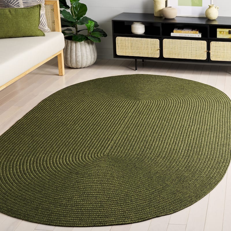SAFAVIEH Handmade Braided Shabana Casual Lavada Rug - 6' x 8' Oval - Green