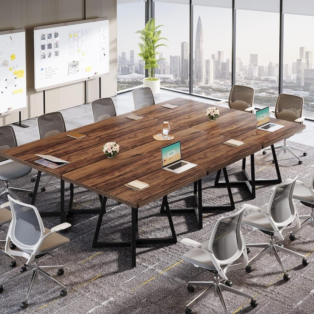 31.5" Square Conference Table Set, 63" Industrial Office Meeting Table for 4-6 People