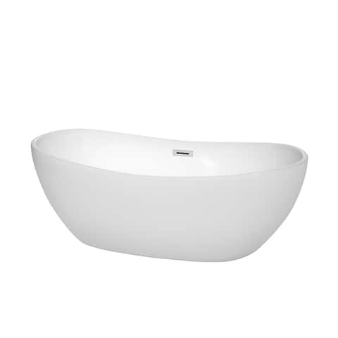 Wyndham Collection Rebecca 65-inch White Freestanding Soaking Bathtub