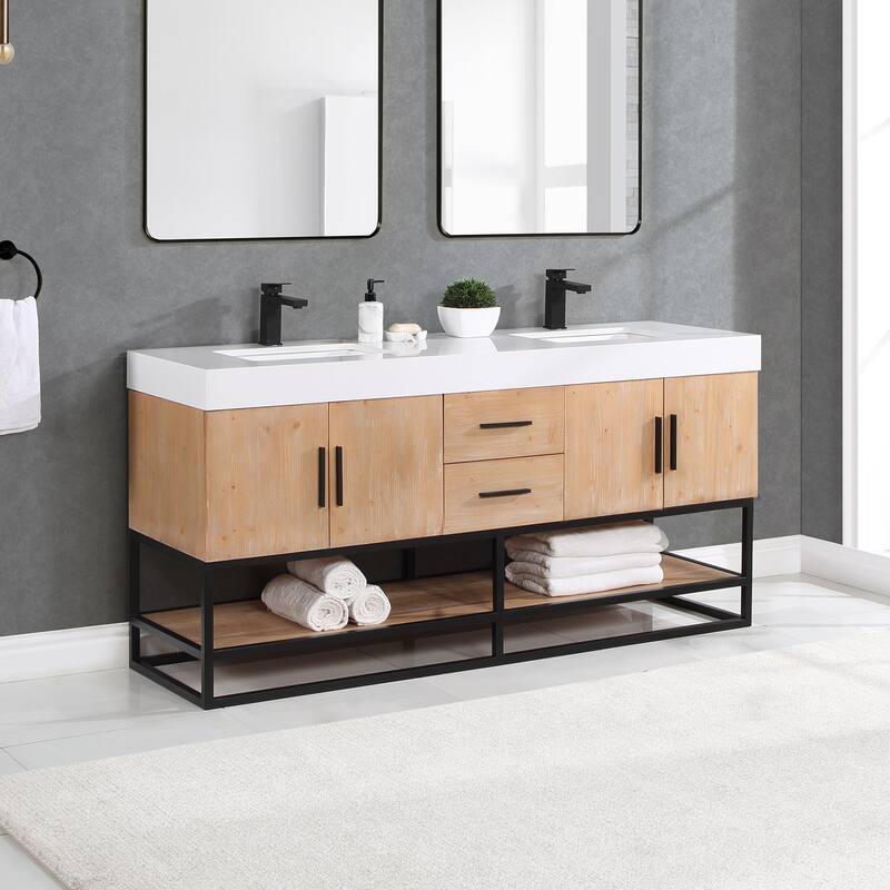 Altair Bianco Bath Vanity with White Composite Stone Top,no Mirror