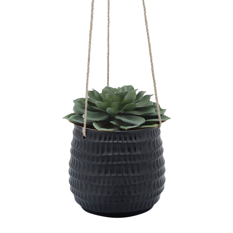 Sagebrook Home Neutral Textured Ceramic Hanging Planter