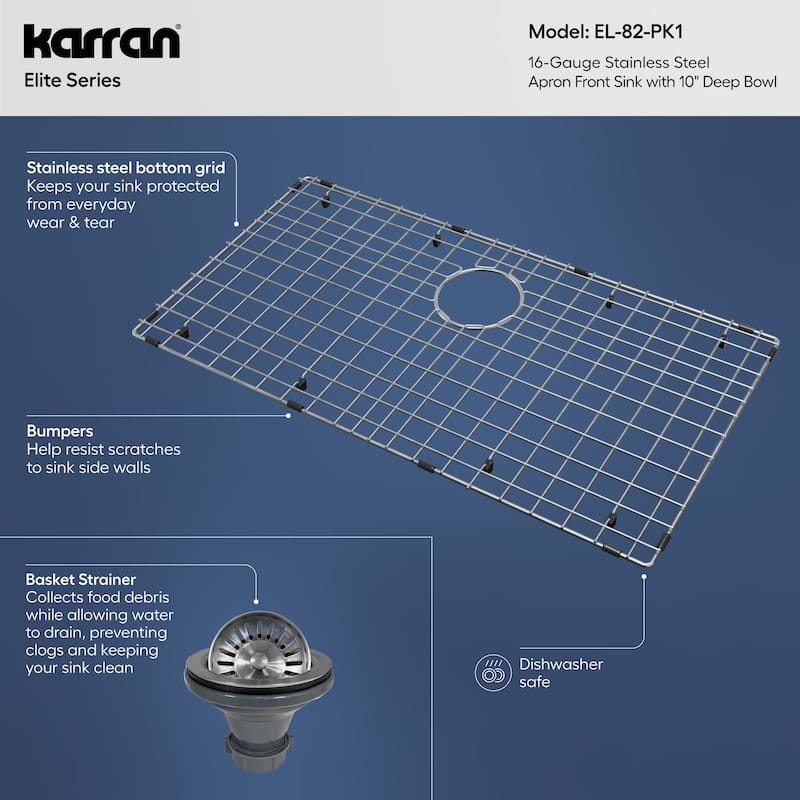 Karran Farmhouse Apron Stainless Steel 30 in. Single Bowl Sink Kit