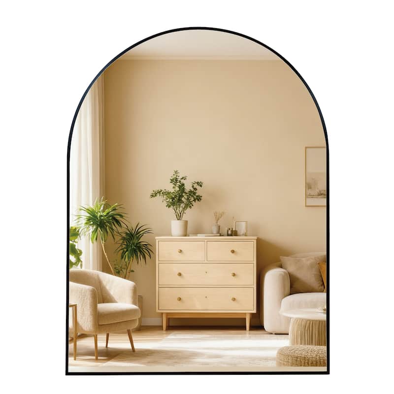 30x36 Inch Metal Framed Arched Bathrrom Mirror for Wall