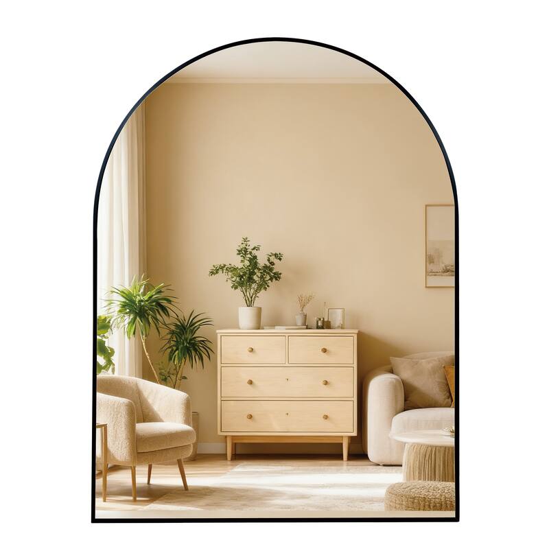GDFStudio - Nordvale Modern Arched Bathroom Vanity Decorative Mirror with Easy Wall Mounting & Metal Frame