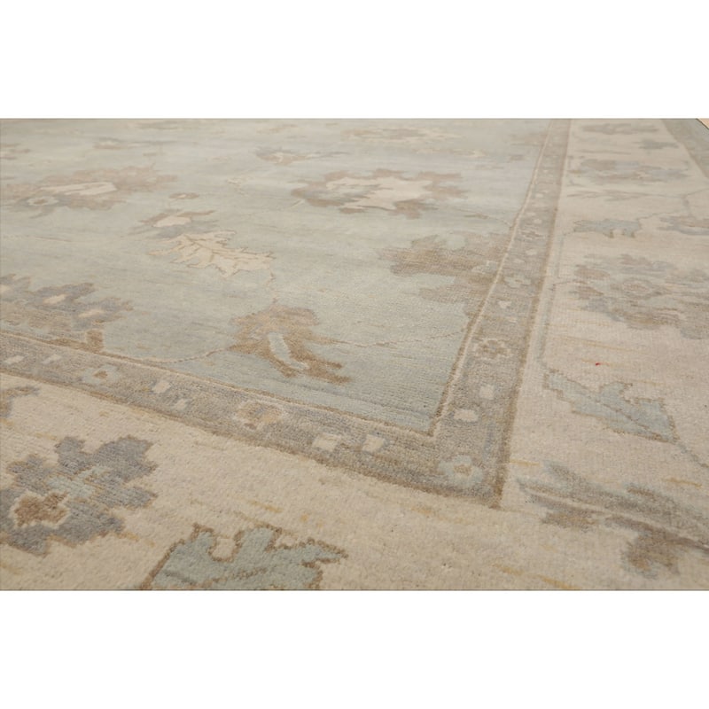 Multi Size Hand Knotted Mint Oushak Wool Area Rug Stone Wash Oriental
