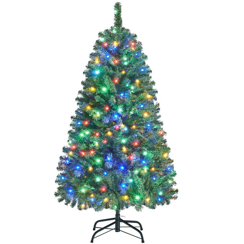 Yaheetech Pre-lit 4.5ft/6ft/7.5ft/9ft Spruce Artificial Christmas Tree with Foldable Stand, Green - 4.5 Foot