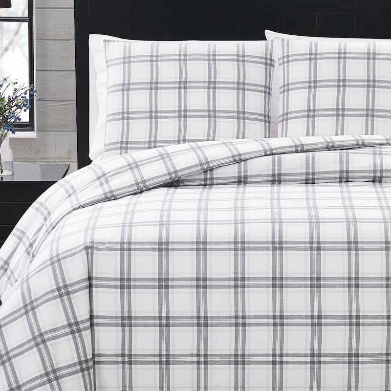 London Fog Printed Cotton Flannel 3 Piece Comforter Set