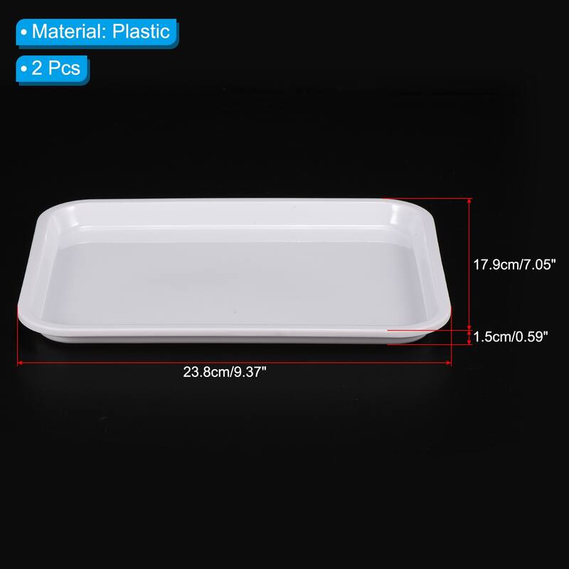 Fast Food Tray, 2 Pack Plastic Serving Tray Reusable Rectangle Tray - White - 9.4x7"