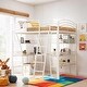 preview thumbnail 1 of 18, Full Size Loft Bed with 4 Layers of Shelves, L-shaped Desk, White White