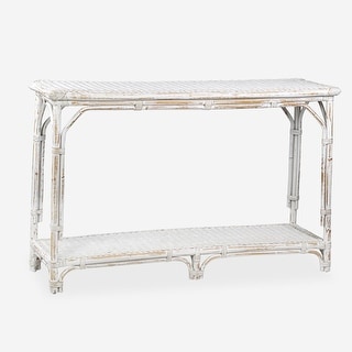 Whitewashed Rattan Table White Washed Rattan Console Table by East at Main - 47