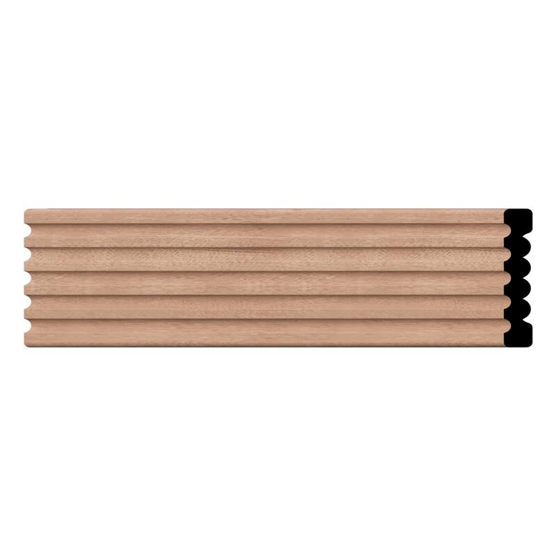 WM338: 9/16-in D x 3-3/8-in W x 96-in L Americraft Solid Hardwood Stain Grade Fluted or Reeded Reversible Moulding - Sapele Mahogany