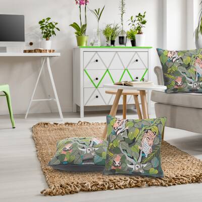 Sevita Jungle Scene Multicolored Throw Pillow