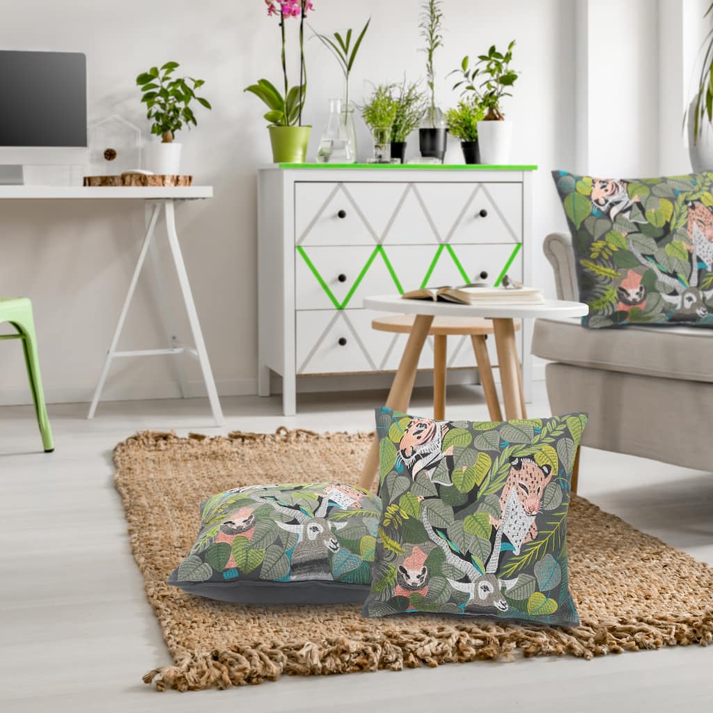 Sevita Jungle Scene Multicolored Throw Pillow