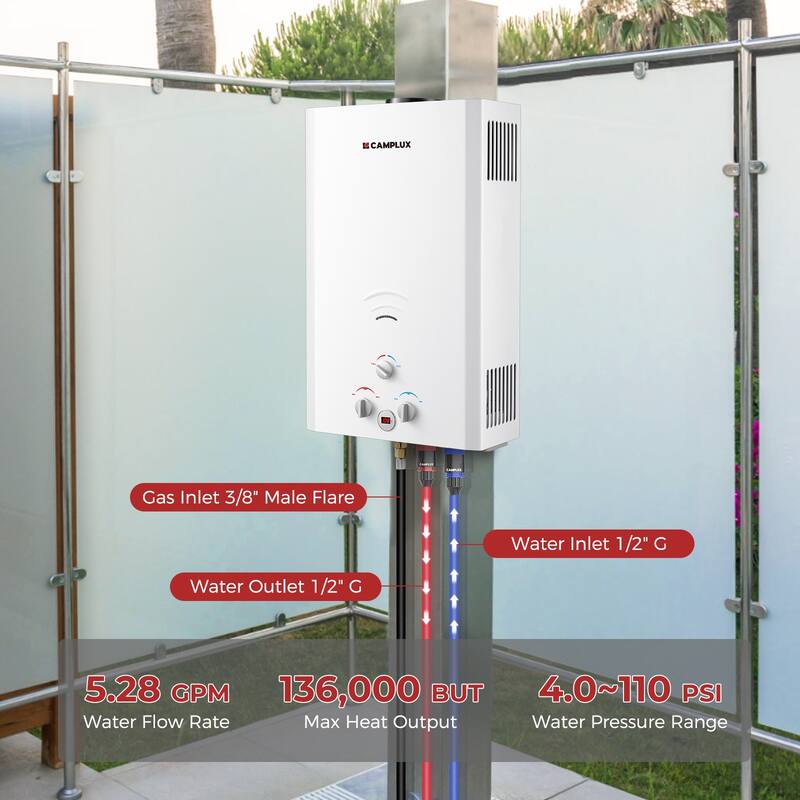 CAMPLUX 5.28 GPM Propane Gas Water Heater with Digital Display