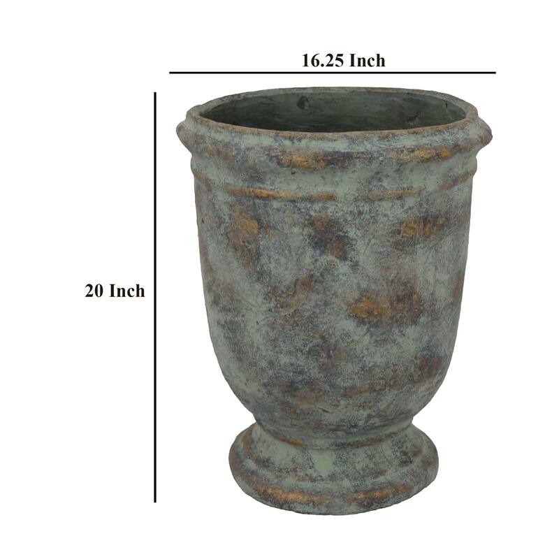 Kasa Accent Planter, Green Terracotta, Subtle Mottled Texture, 20 Inch
