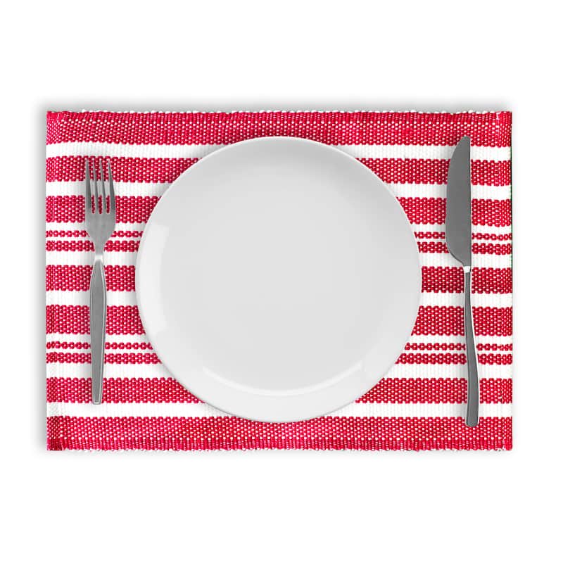 Fabstyles Broadway Set of 4 Stripe Cotton Placemats - 13x19