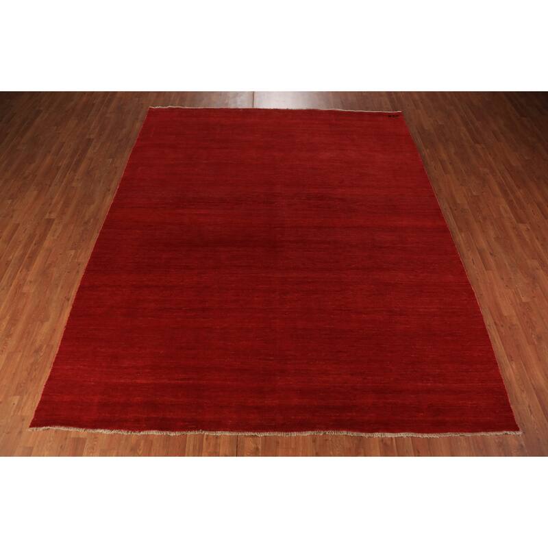 Red Gabbeh Oriental Area Rug Handmade Wool Carpet - 8'2" x 9'8"