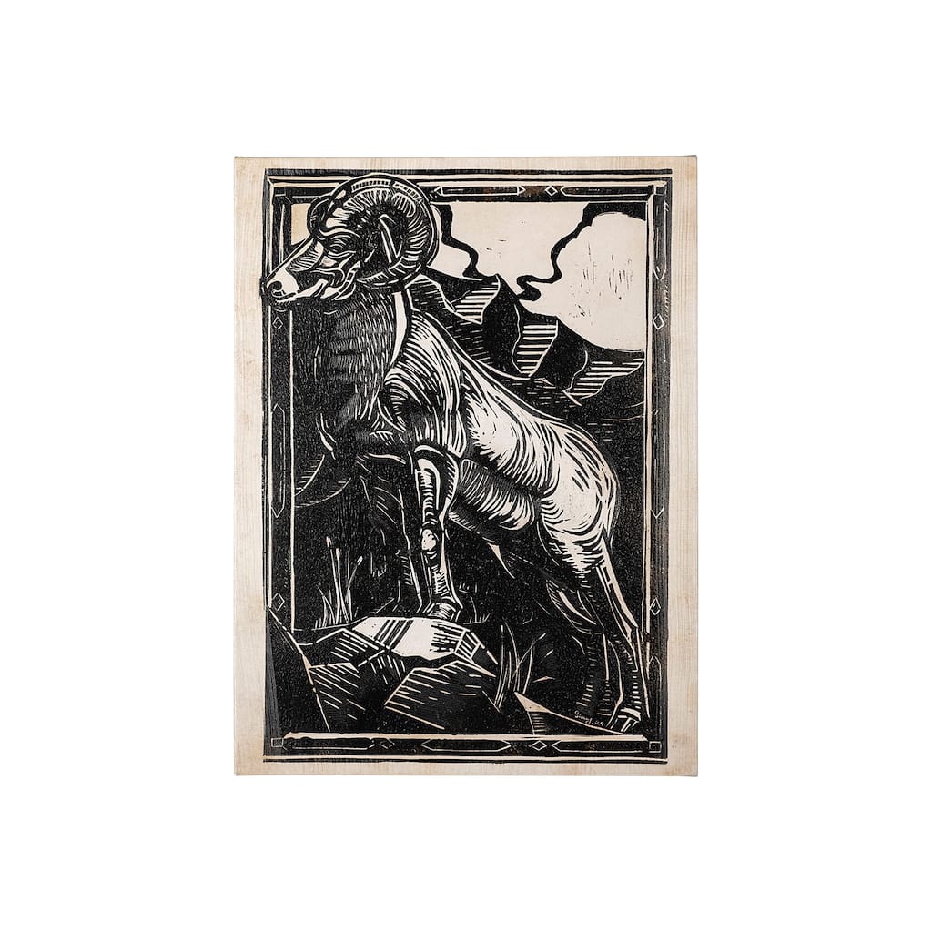 Linocut II (Ram) (30 x 40) Canvas Art Print