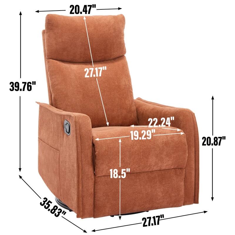 Heat Massage Manual Recliner Chair with Rocker and Swivel in Fabric for Living Room