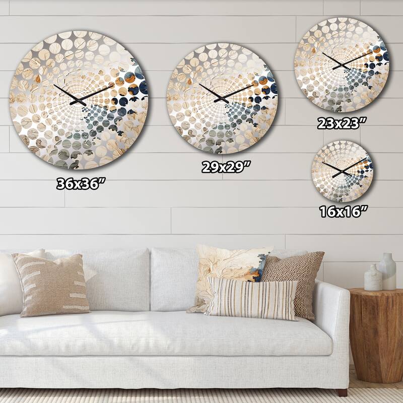 Designart "Blue And Beige Tree Amercian Basswood" Grey Tree Amercian Basswood Oversized Wall Clocks For Entryway