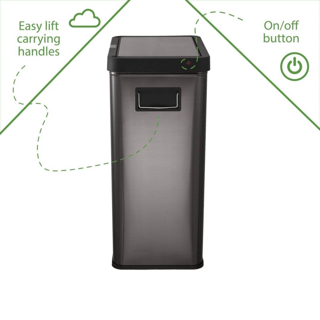 13.7gal Stainless Steel Touchless Kitchen Garbage Can Black On Sale