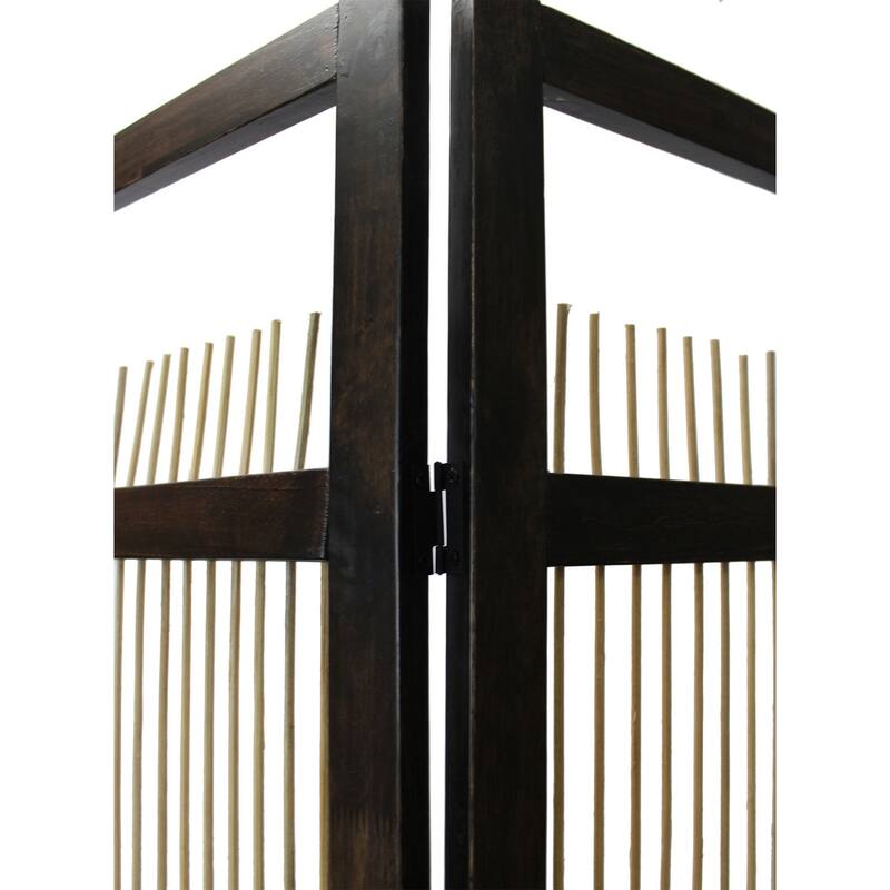 Yetta 72 x 72 Indoor Outdoor Folding Screen Room Divider, Willow, Brown