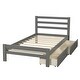 preview thumbnail 4 of 15, Twin Wood Platform Kids Bed with 2-Drawers, Durable White Finish, Solid Wood Frame, Headboard & Footboard, Easy Assembly, Grey