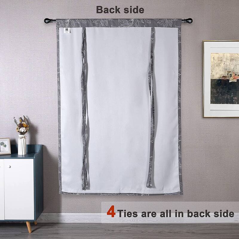 DriftAway Ryan Sketch Floral Branch Leaves Tie Up Curtain