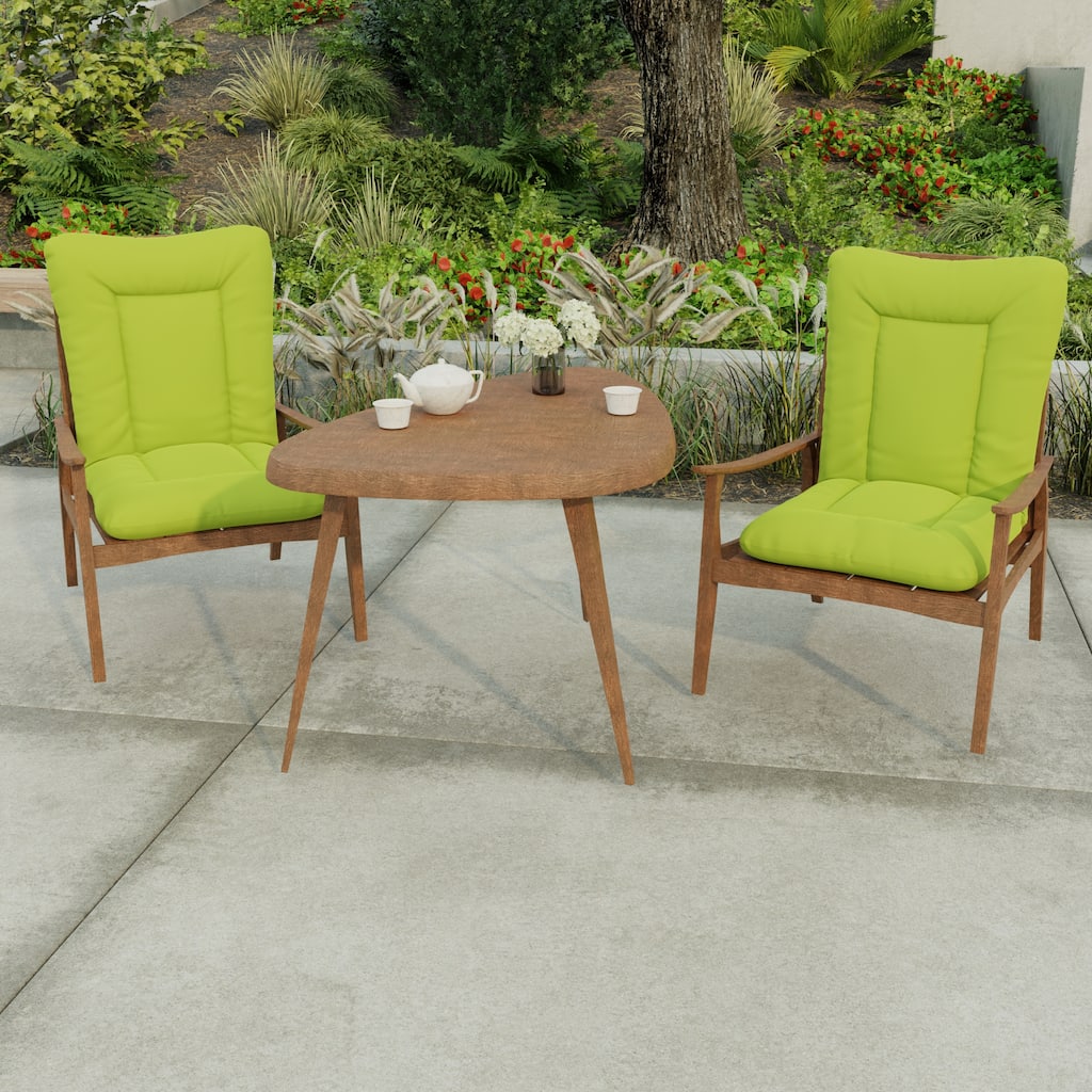 21" x 38" Green Solid Outdoor Chair Cushion with Ties and Loop - 38'' L x 21'' W x 3.5'' H