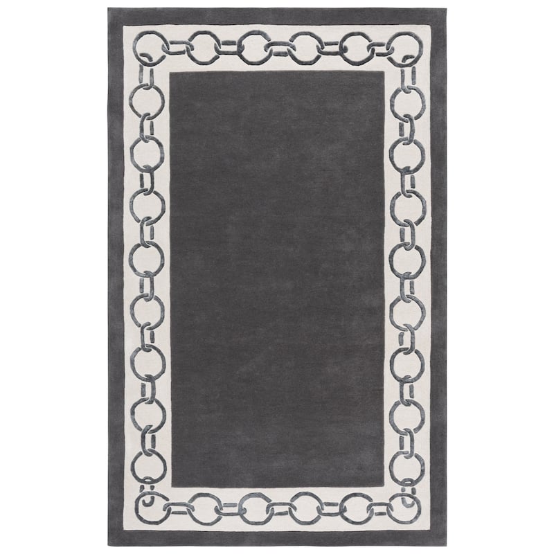 SAFAVIEH Handmade Metro Afet Wool Rug - Charcoal/Ivory - 6' Square