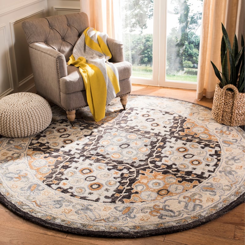SAFAVIEH Handmade Aspen Gundemarie Boho Tribal Wool Rug - 3' Round - Beige/Brown