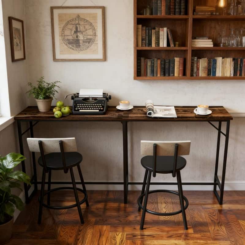 Bar Height Table Breakfast Table with Power Outlets, Wood Dining Table Home Office Table with USB Ports