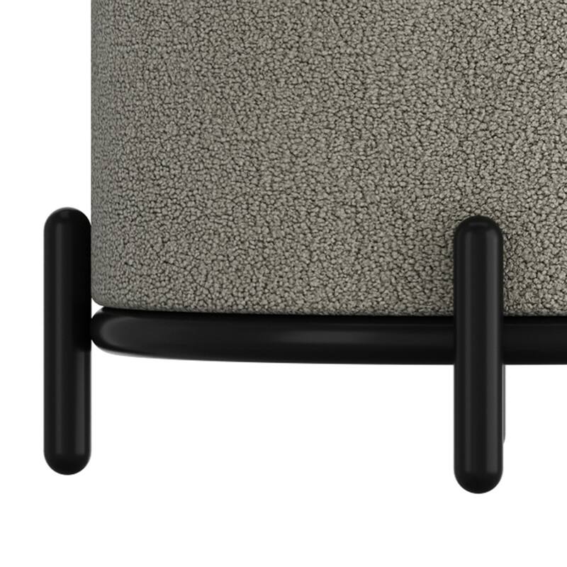 Modern Boucle Fabric Round Storage Ottoman