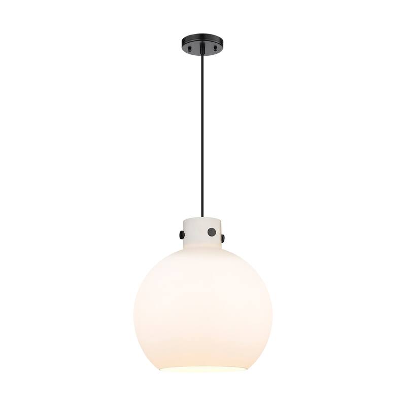 Innovations Lighting Newton Sphere - 1 Light 14" Cord Hung Pendant - Matte White/Matte Black