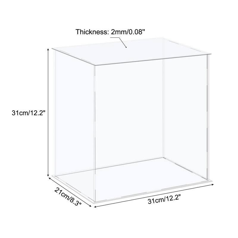 Acrylic Display Case Plastic Box Cube Storage Box Assemble Showcase - 12.2x8.3x12.2 Inch