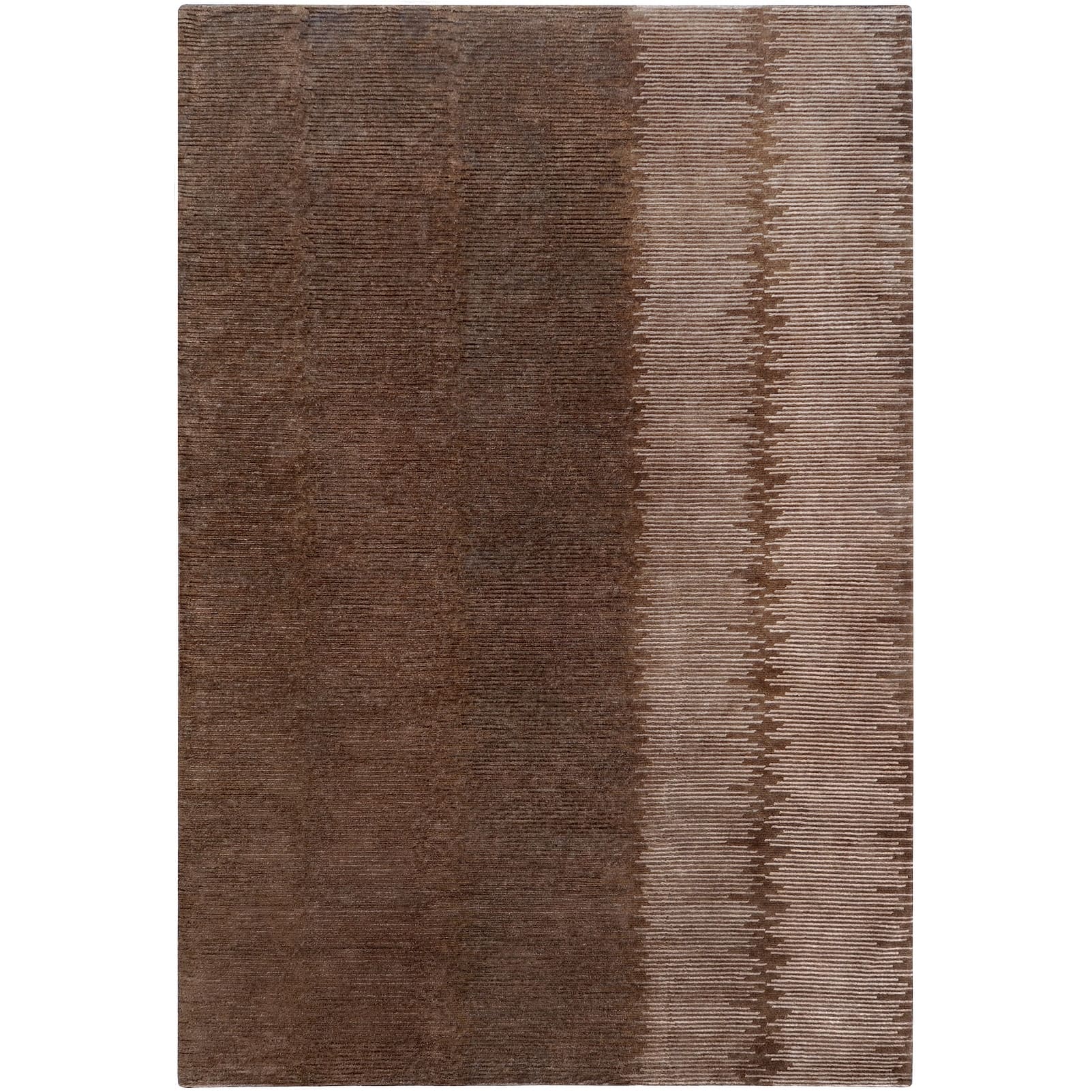 slide 1 of 1, Hand-knotted Contemporary Brown Memorial Wool Abstract Area Rug - 2' x 3' - 2' x 3' 2' x 3' - Brown/Tan