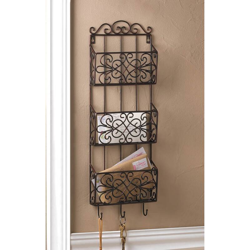 Venice Decorative Three-Tier Metal Wall Rack