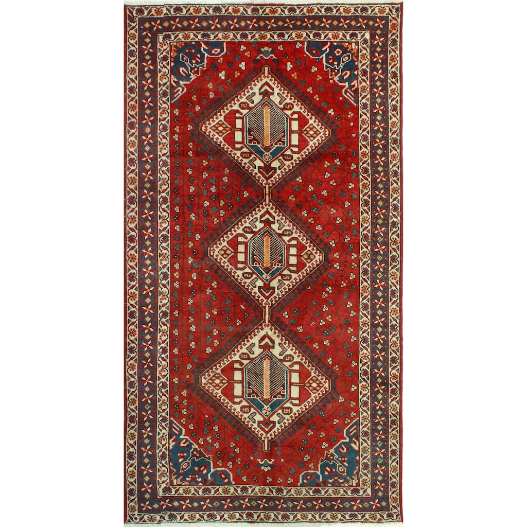 Fine Vintage Sherazi Bird Red/Ivory Runner - 5'2" x 9'9"