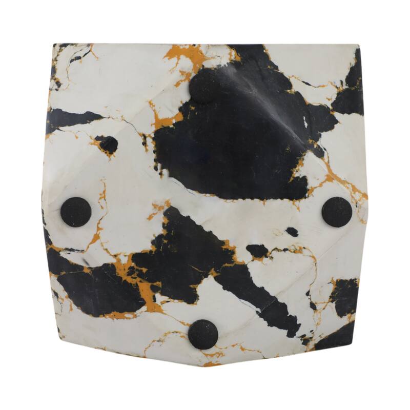 Stone Marble Decorative Bowl Geometric Design Vein Finish - 4" Black - 8" x 8" x 3.5"