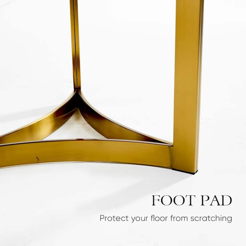 Modern Marble Dining Table with White Rectangular Tabletop Gold Stainless Legs, Dining Room Table