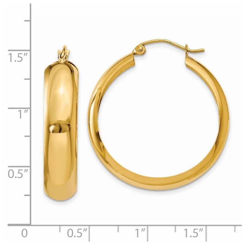 Curata 14k Yellow Gold Polished Wide Flat 29x6mm Hoop Earrings