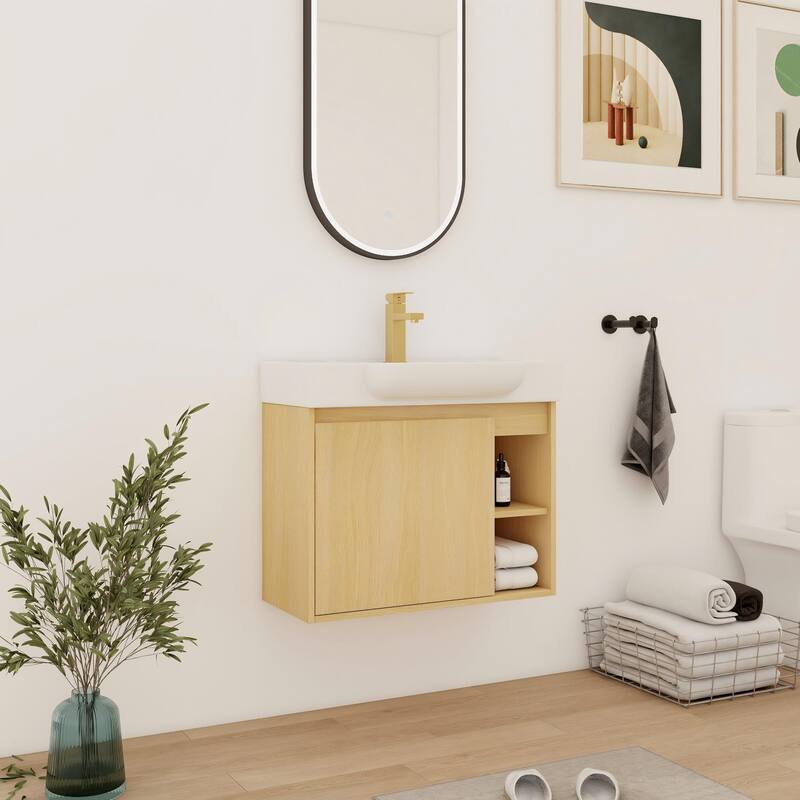 Bathroom Vanity With Sink In 24/28 Inch, Floating Bathroom Vanity With Soft Close Door