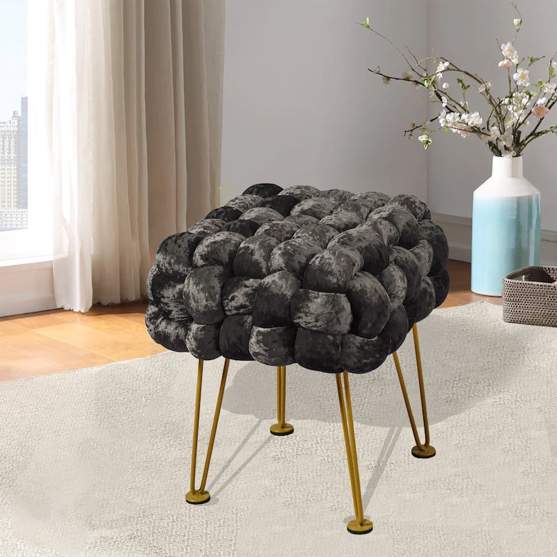Home Soft Things Crushed Velvet Pouf Stool Ottoman
