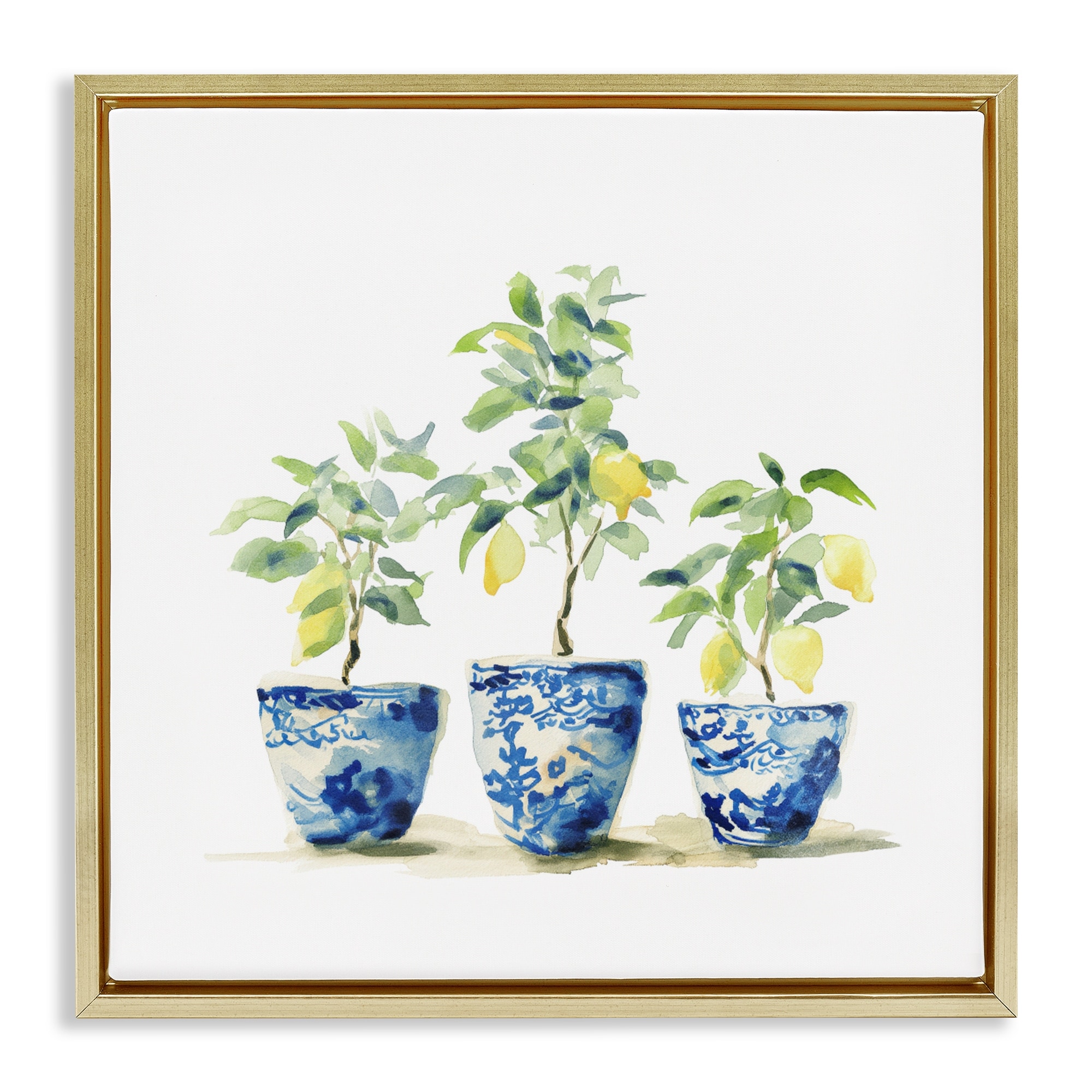 Stupell Lemons In Blue Pots Framed Floater Canvas Wall Art Design By Svetlana Aleynikova