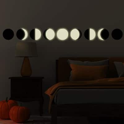 Mystic Moon Phases Glow-in-the-Dark Peel and Stick Halloween Decals