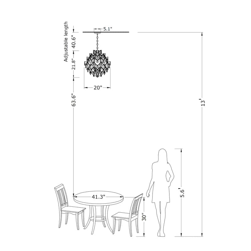 Dalia Brushed Silver-ish Champagne 5-Light Larger Crystal Chandelier - 20 inches W x 21.8 inches H